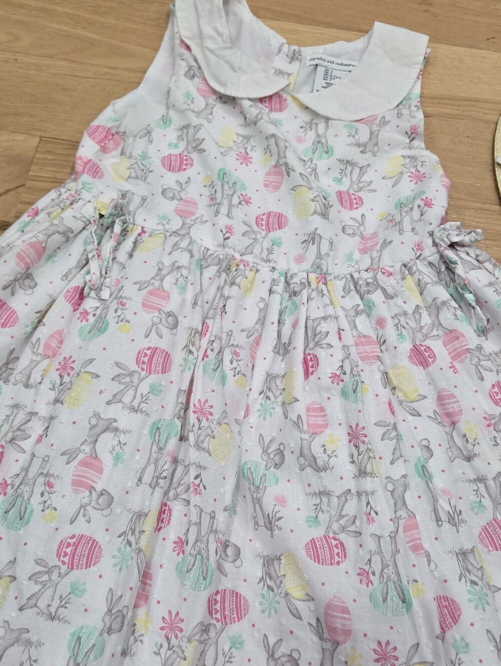 Cupcakes & Cashmere Girls' Bunny Print Dress & Matcing Bonnett. Size 7